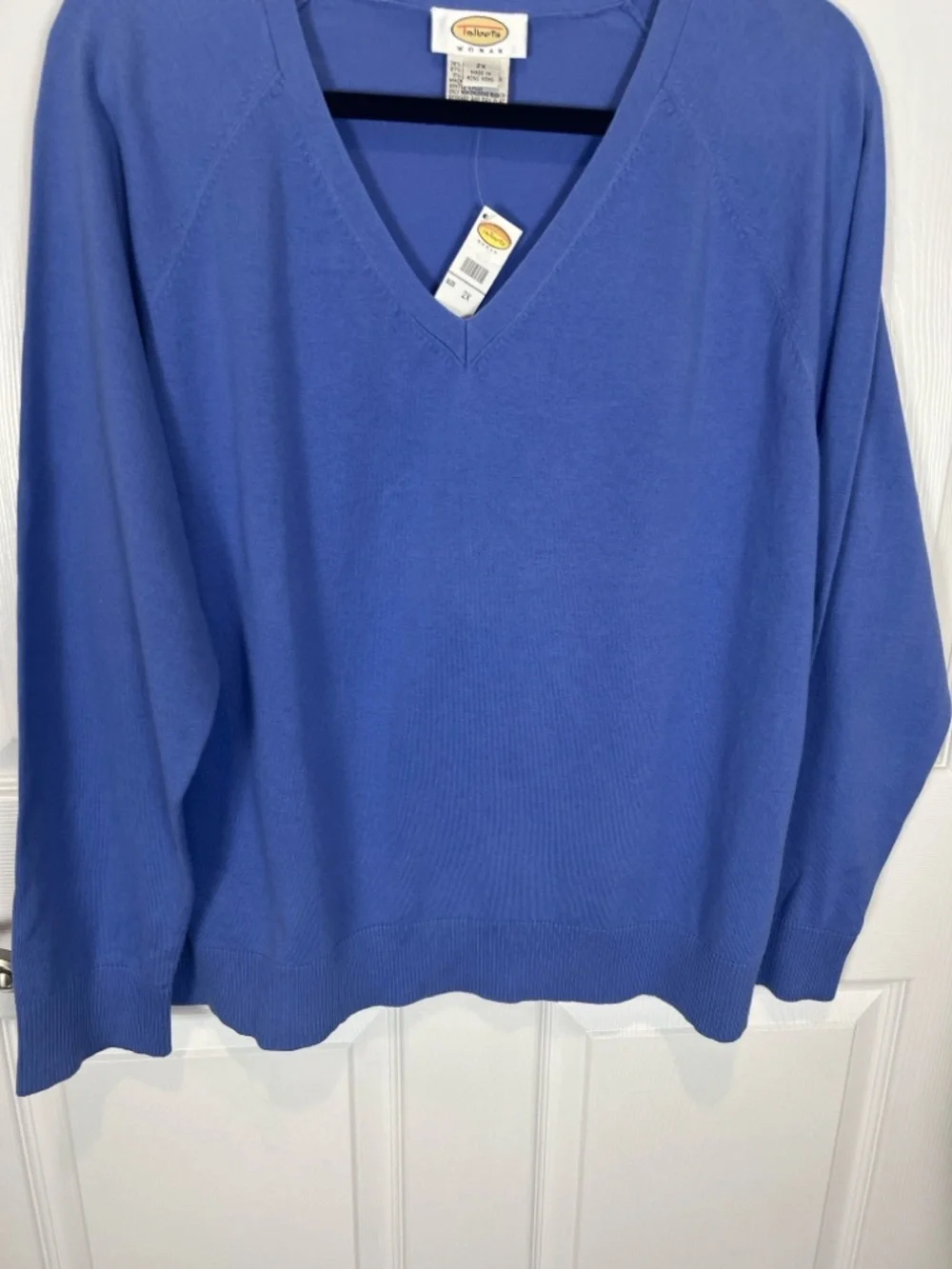 Talbots vintage blue v neck cotton blend long sleeve sweater size 2X - Picture 4 of 7